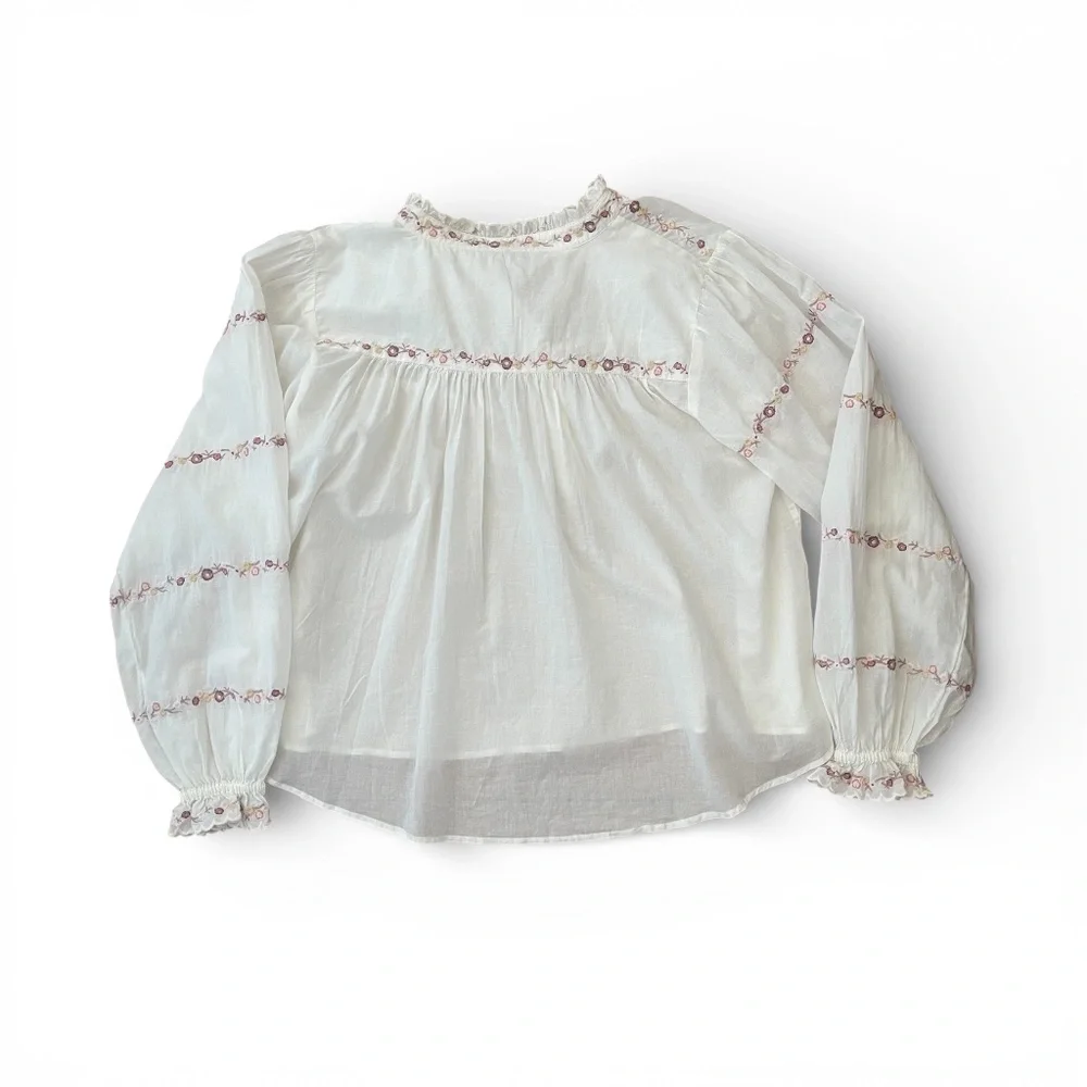 Unsubscribed Embroidered Floral Blouse in White MSRP $280
